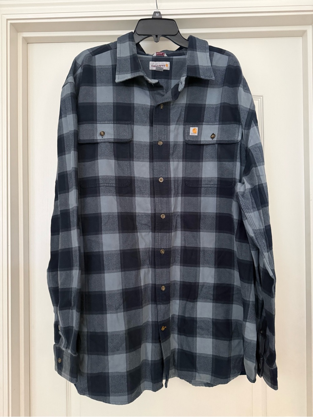 Carhartt Shirt Mens 2XL Tall Blue Plaid Long Sleeve Flannel